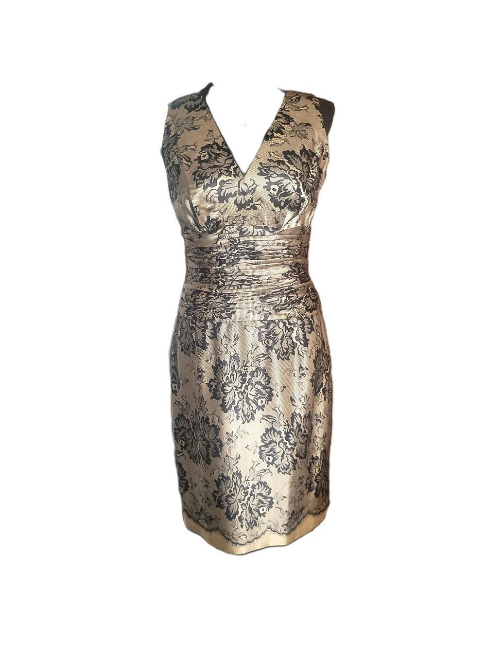 Maggie London Women's Fitted Sleeveless 100% Silk Cocktail Dress Elegant- Size 4